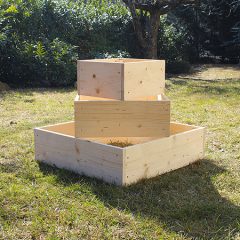 3 szintes növénypiramis talajra-lapraszerelve-80 cm x 80 cm x 60 cm – kerti magaságyás korlát