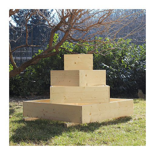 4 szintes növénypiramis teraszra, erkélyre-lapraszerelve-100 cm x 100 cm x 80 cm – kerti magaságyás korlát