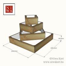 4 szintes növénypiramis talajra-lapraszerelve-100 cm x 100 cm x 80 cm – kerti magaságyás korlát