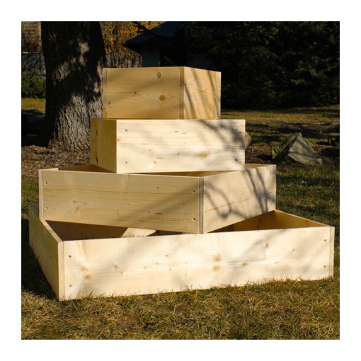 4 szintes növénypiramis talajra-lapraszerelve-100 cm x 100 cm x 80 cm – kerti magaságyás korlát