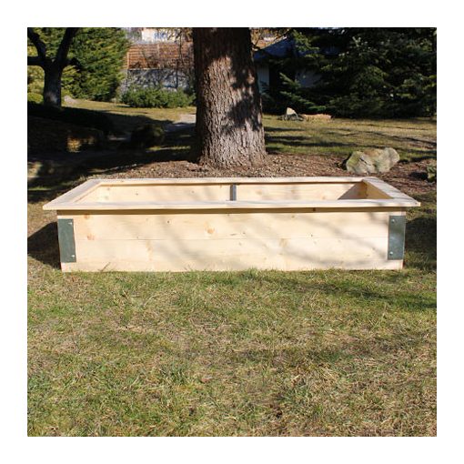 Alacsony magaságyás lapraszerelve, korláttal: 100 cm x 200 cm x 34 cm – kerti magaságyás korlát