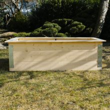 Közepes magaságyás lapraszerelve, korláttal: 80 cm x 160 cm x 50 cm – kerti magaságyás korlát